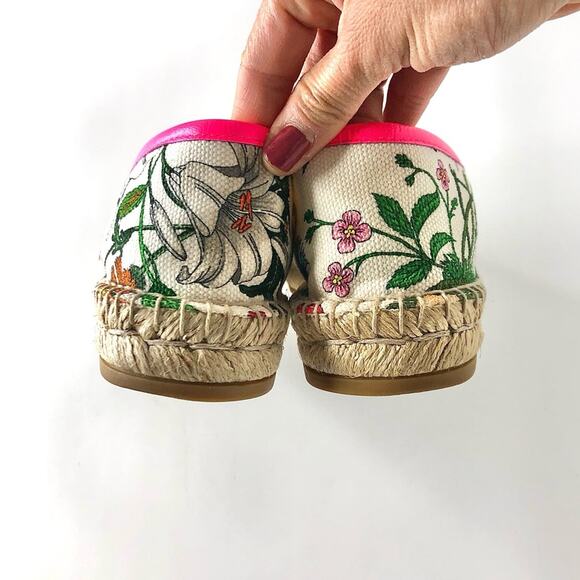 Gucci Flora Print Fuxia Espadrille Canvas Flats Sandals 36 - Picture 7 of 13